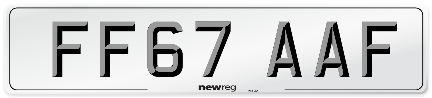 FF67 AAF Number Plate from New Reg